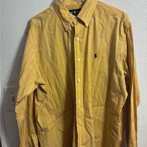 Polo by Ralph Lauren Men's Yellow Striped Shirt classic fit L